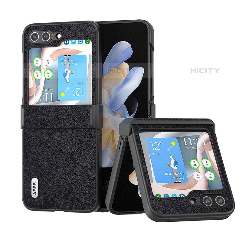 Coque Luxe Cuir et Plastique Housse Etui Mat BH1 pour Samsung Galaxy Z Flip5 5G Noir Plus