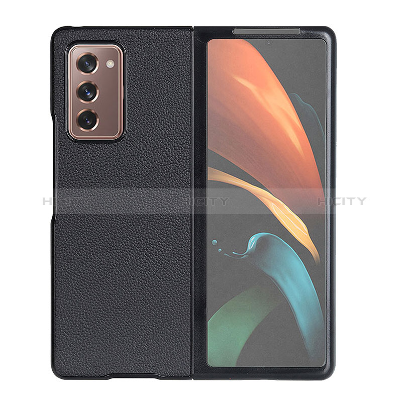 Coque Luxe Cuir et Plastique Housse Etui Mat BH1 pour Samsung Galaxy Z Fold2 5G Noir Plus