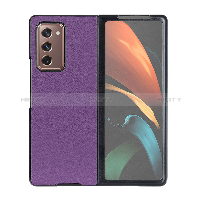 Coque Luxe Cuir et Plastique Housse Etui Mat BH1 pour Samsung Galaxy Z Fold2 5G Violet Plus