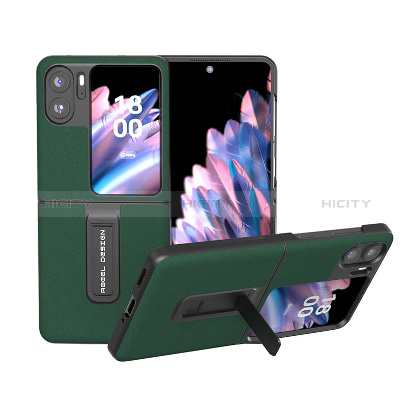 Coque Luxe Cuir et Plastique Housse Etui Mat BH10 pour Oppo Find N2 Flip 5G Vert Plus