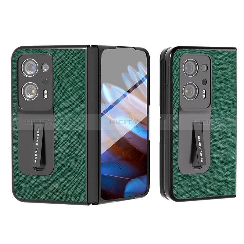 Coque Luxe Cuir et Plastique Housse Etui Mat BH12 pour Oppo Find N2 5G Vert Plus