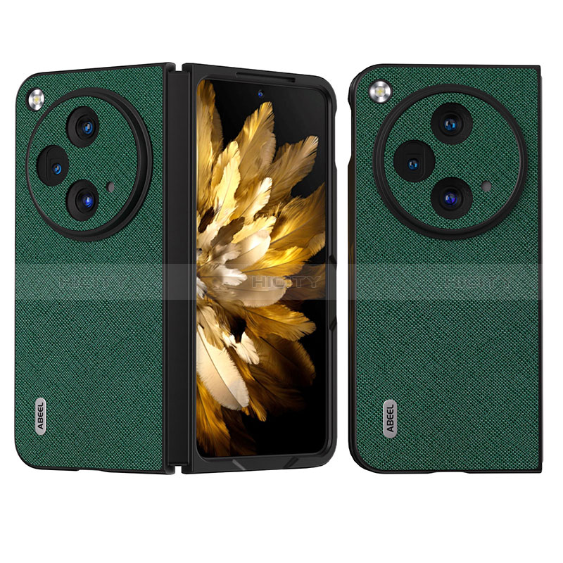 Coque Luxe Cuir et Plastique Housse Etui Mat BH13 pour OnePlus Open 5G Vert Plus