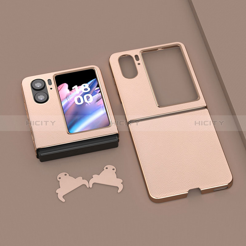 Coque Luxe Cuir et Plastique Housse Etui Mat BH13 pour Oppo Find N2 Flip 5G Or Plus