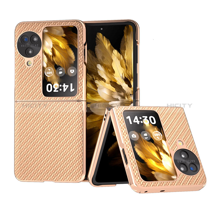 Coque Luxe Cuir et Plastique Housse Etui Mat BH17 pour Oppo Find N3 Flip 5G Or Plus