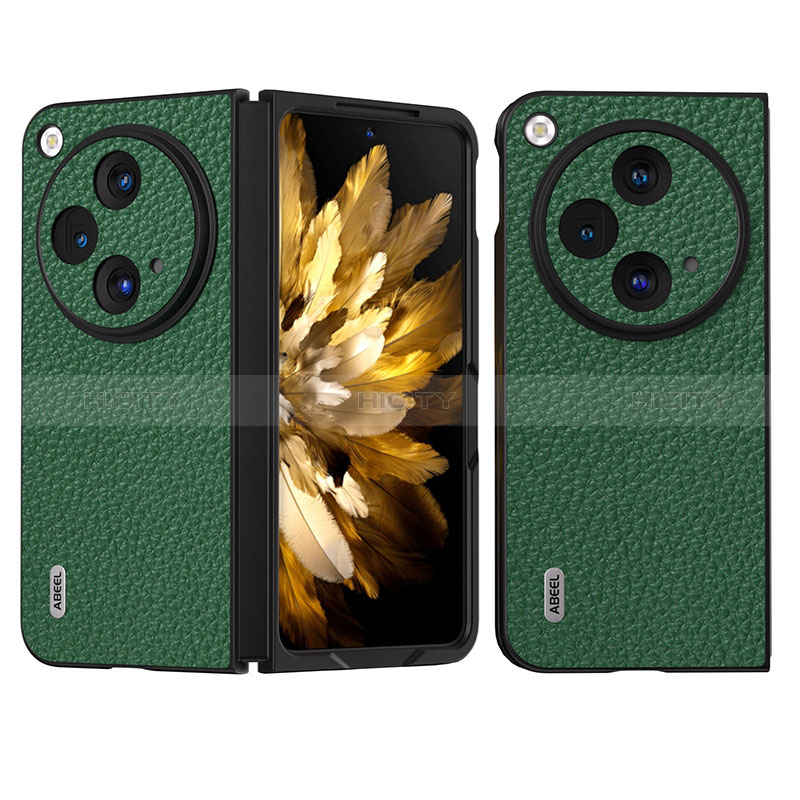 Coque Luxe Cuir et Plastique Housse Etui Mat BH19 pour OnePlus Open 5G Vert Plus