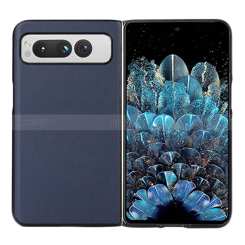 Coque Luxe Cuir et Plastique Housse Etui Mat BH2 pour Google Pixel Fold 5G Bleu Plus