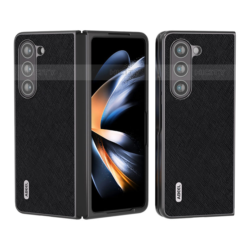 Coque Luxe Cuir et Plastique Housse Etui Mat BH2 pour Samsung Galaxy Z Fold5 5G Noir Plus