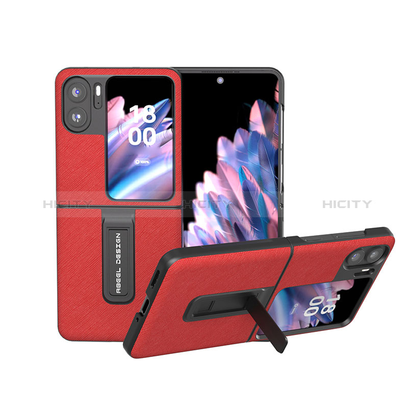 Coque Luxe Cuir et Plastique Housse Etui Mat BH20 pour Oppo Find N2 Flip 5G Rouge Plus