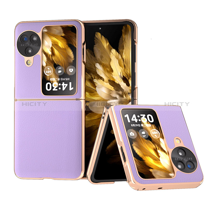 Coque Luxe Cuir et Plastique Housse Etui Mat BH25 pour Oppo Find N3 Flip 5G Violet Plus