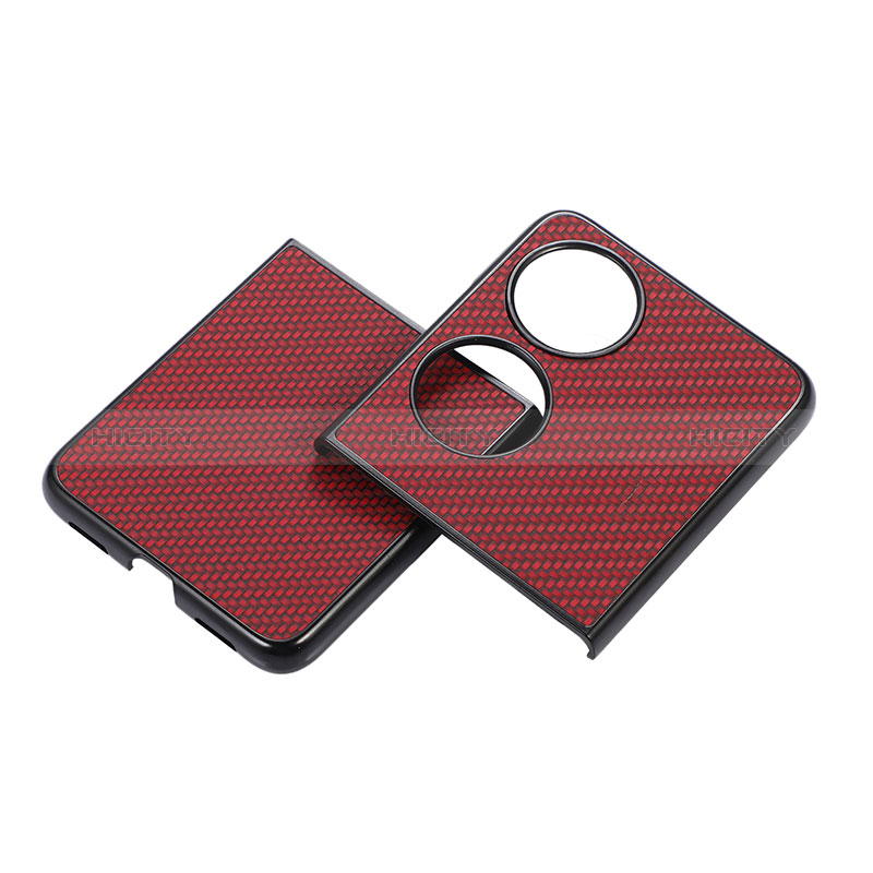 Coque Luxe Cuir et Plastique Housse Etui Mat BH3 pour Huawei P50 Pocket Rouge Plus