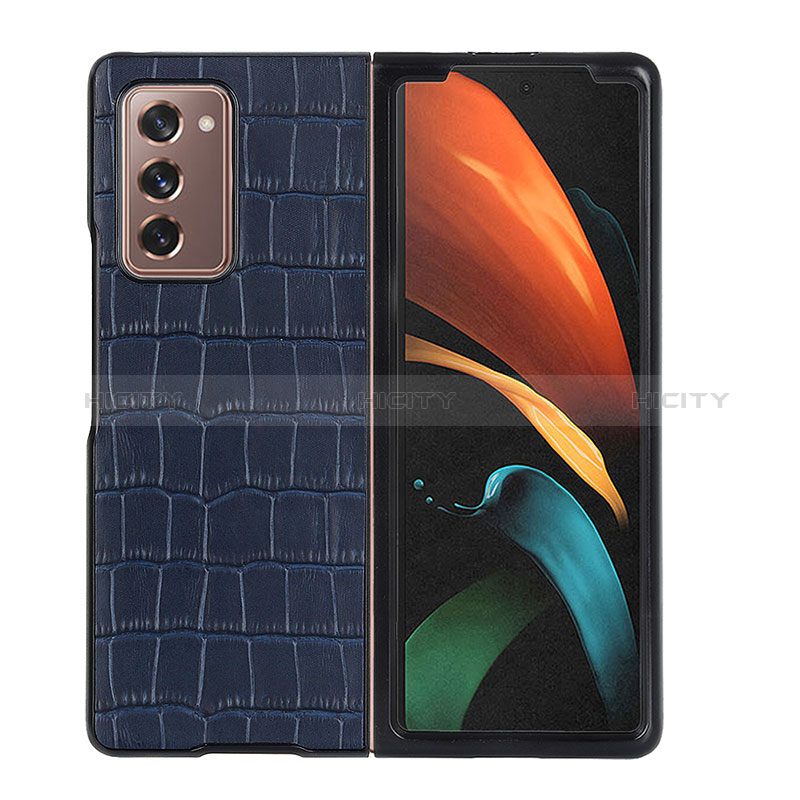 Coque Luxe Cuir et Plastique Housse Etui Mat BH3 pour Samsung Galaxy Z Fold2 5G Bleu Plus