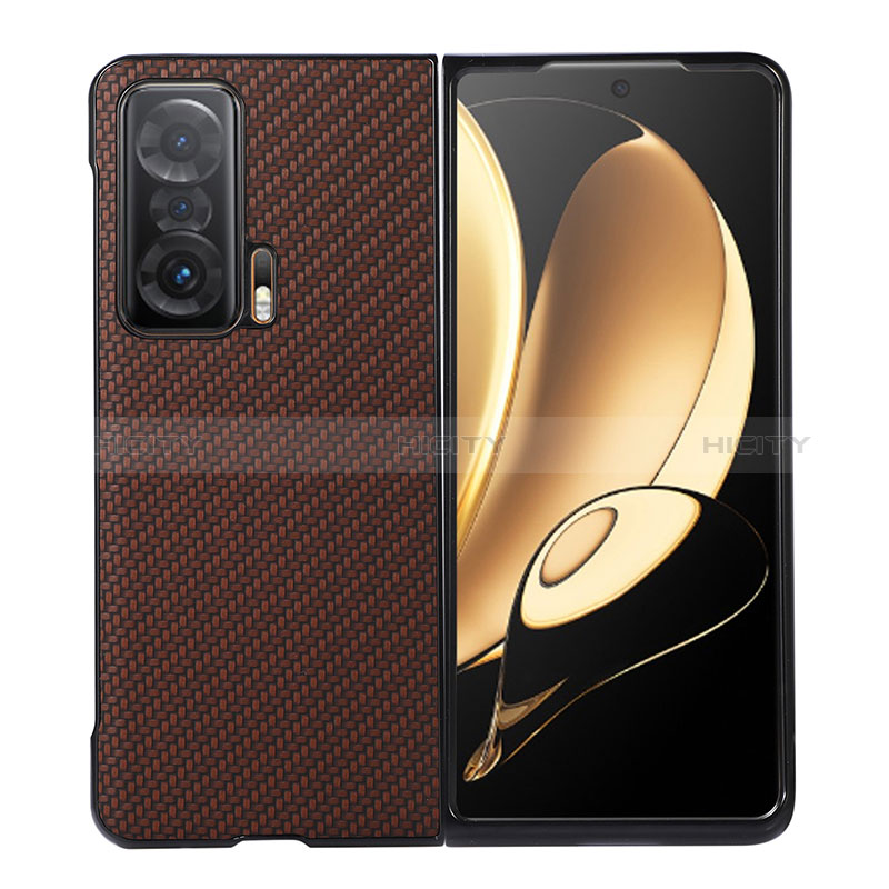 Coque Luxe Cuir et Plastique Housse Etui Mat BH4 pour Huawei Honor Magic V 5G Marron Plus