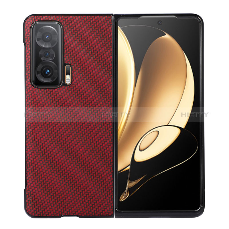 Coque Luxe Cuir et Plastique Housse Etui Mat BH4 pour Huawei Honor Magic V 5G Rouge Plus