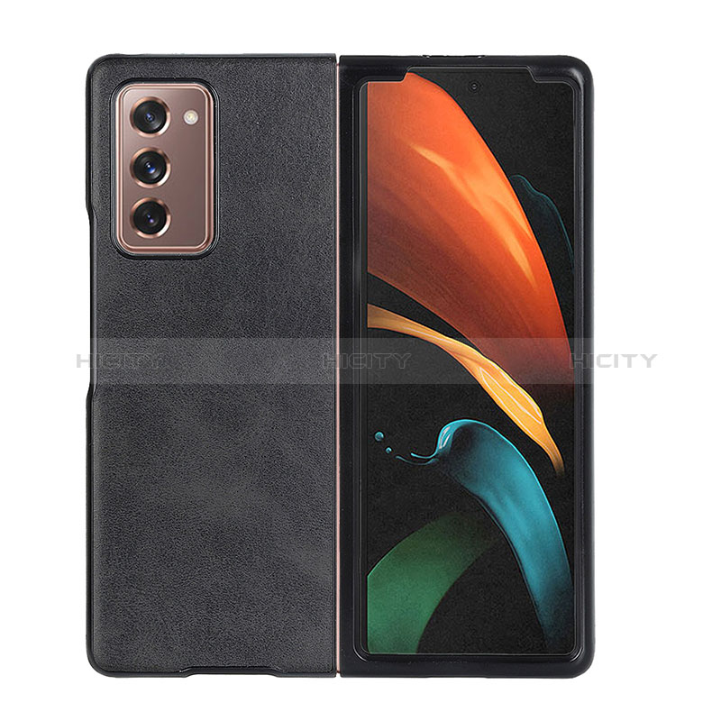 Coque Luxe Cuir et Plastique Housse Etui Mat BH4 pour Samsung Galaxy Z Fold2 5G Noir Plus