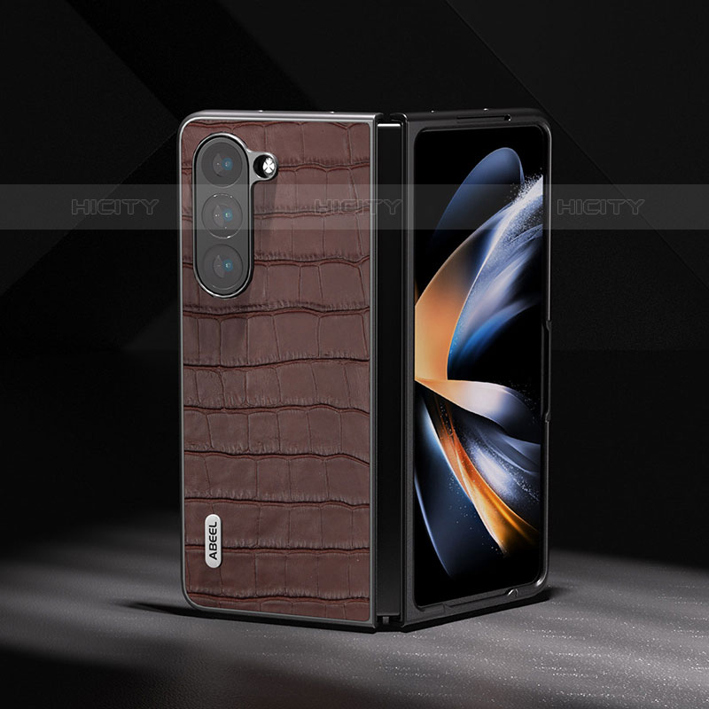 Coque Luxe Cuir et Plastique Housse Etui Mat BH4 pour Samsung Galaxy Z Fold5 5G Marron Plus