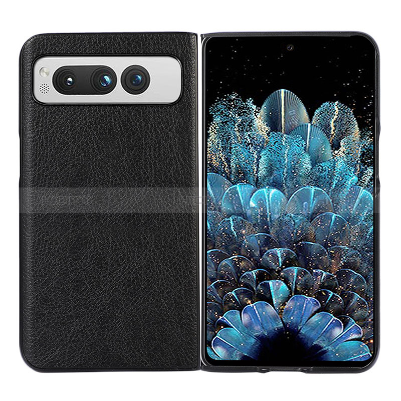 Coque Luxe Cuir et Plastique Housse Etui Mat BH5 pour Google Pixel Fold 5G Noir Plus