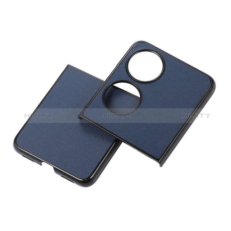 Coque Luxe Cuir et Plastique Housse Etui Mat BH5 pour Huawei Pocket S Bleu Plus