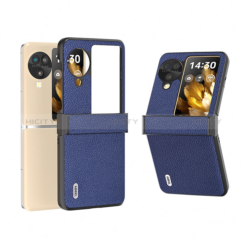 Coque Luxe Cuir et Plastique Housse Etui Mat BH5 pour Oppo Find N3 Flip 5G Bleu Plus