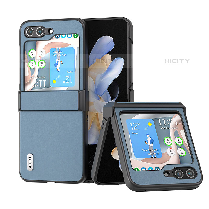 Coque Luxe Cuir et Plastique Housse Etui Mat BH5 pour Samsung Galaxy Z Flip5 5G Bleu Clair Plus