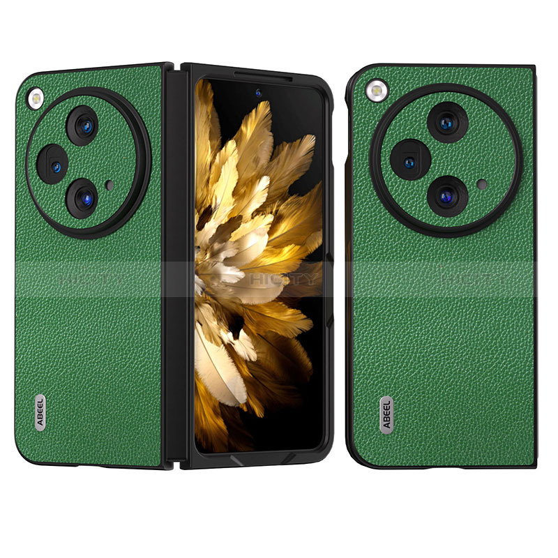 Coque Luxe Cuir et Plastique Housse Etui Mat BH6 pour OnePlus Open 5G Vert Plus