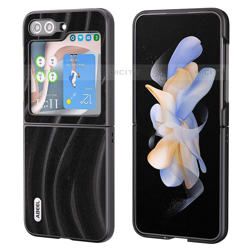 Coque Luxe Cuir et Plastique Housse Etui Mat BH6 pour Samsung Galaxy Z Flip5 5G Noir Plus