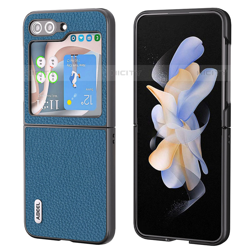 Coque Luxe Cuir et Plastique Housse Etui Mat BH7 pour Samsung Galaxy Z Flip5 5G Bleu Plus