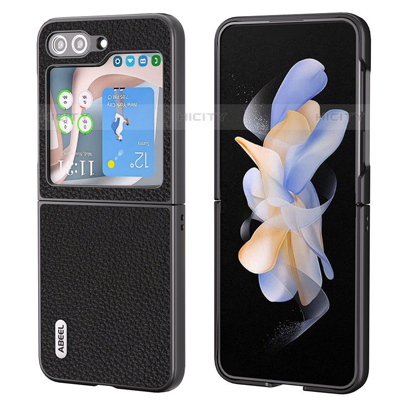 Coque Luxe Cuir et Plastique Housse Etui Mat BH7 pour Samsung Galaxy Z Flip5 5G Noir Plus