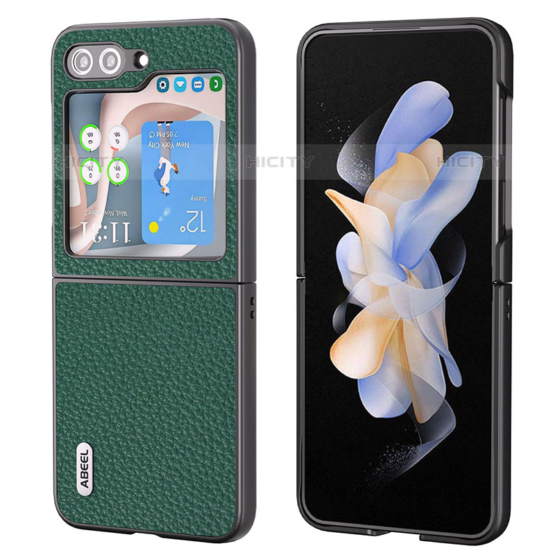 Coque Luxe Cuir et Plastique Housse Etui Mat BH7 pour Samsung Galaxy Z Flip5 5G Vert Plus