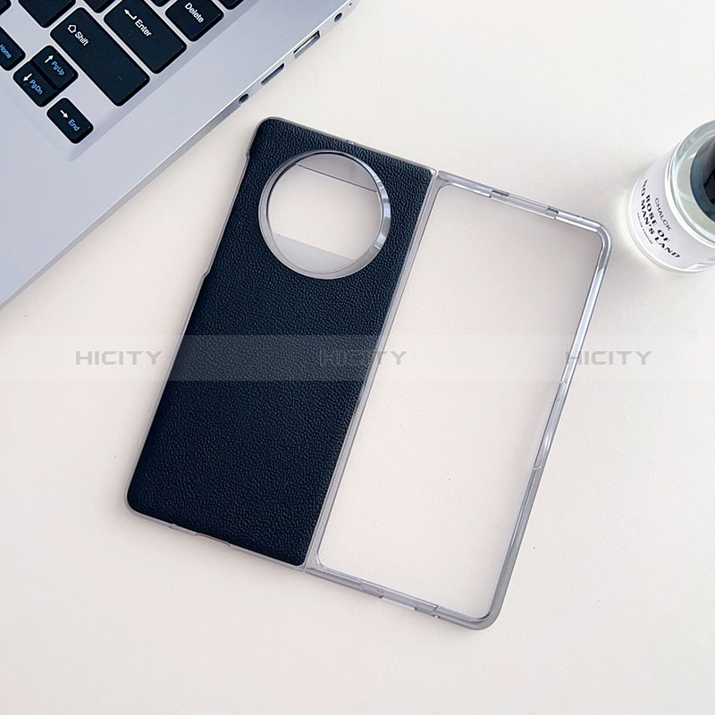 Coque Luxe Cuir et Plastique Housse Etui Mat BH8 pour Huawei Mate X3 Noir Plus