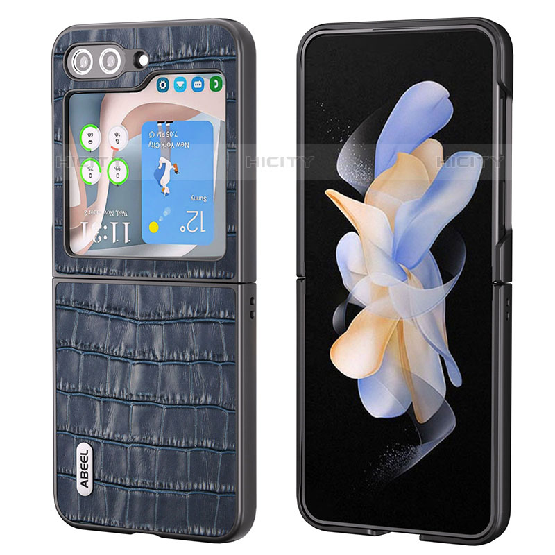 Coque Luxe Cuir et Plastique Housse Etui Mat BH8 pour Samsung Galaxy Z Flip5 5G Bleu Plus