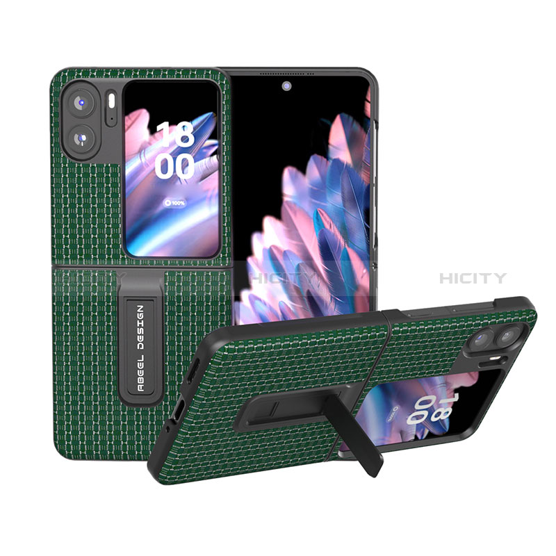 Coque Luxe Cuir et Plastique Housse Etui Mat BH9 pour Oppo Find N2 Flip 5G Vert Plus