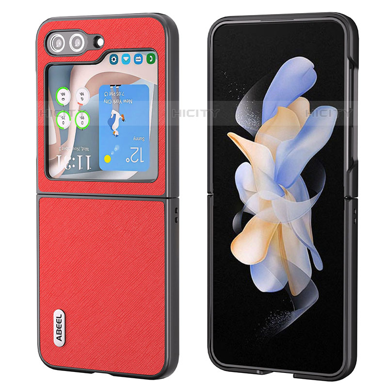 Coque Luxe Cuir et Plastique Housse Etui Mat BH9 pour Samsung Galaxy Z Flip5 5G Rouge Plus