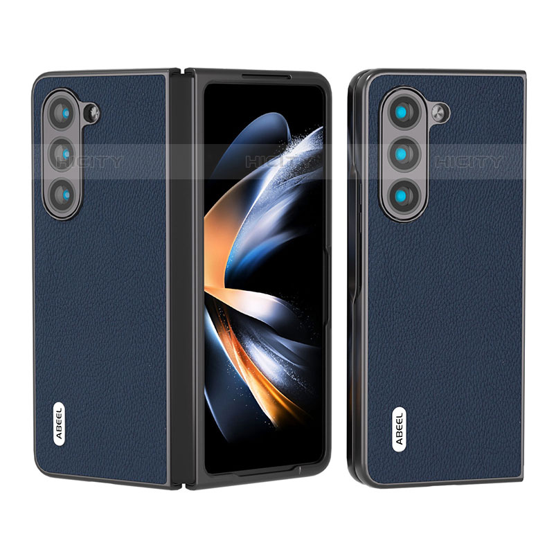 Coque Luxe Cuir et Plastique Housse Etui Mat BH9 pour Samsung Galaxy Z Fold5 5G Bleu Plus