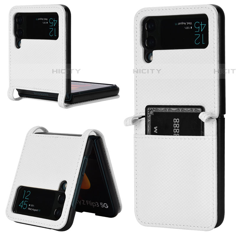 Coque Luxe Cuir et Plastique Housse Etui Mat BY1 pour Samsung Galaxy Z Flip4 5G Blanc Plus