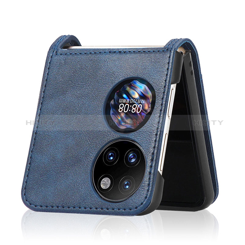 Coque Luxe Cuir et Plastique Housse Etui Mat BY4 pour Huawei P60 Pocket Plus