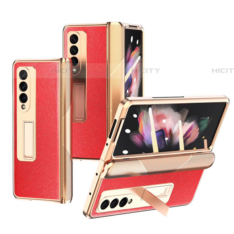 Coque Luxe Cuir et Plastique Housse Etui Mat C01 pour Samsung Galaxy Z Fold4 5G Rouge Plus