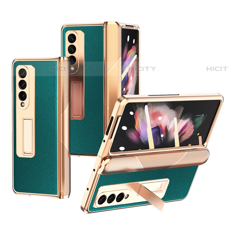 Coque Luxe Cuir et Plastique Housse Etui Mat C01 pour Samsung Galaxy Z Fold4 5G Vert Plus