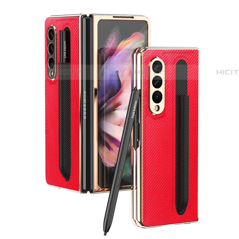 Coque Luxe Cuir et Plastique Housse Etui Mat C04 pour Samsung Galaxy Z Fold4 5G Rouge Plus