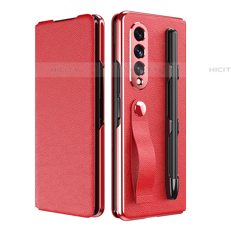 Coque Luxe Cuir et Plastique Housse Etui Mat C06 pour Samsung Galaxy Z Fold4 5G Rouge Plus
