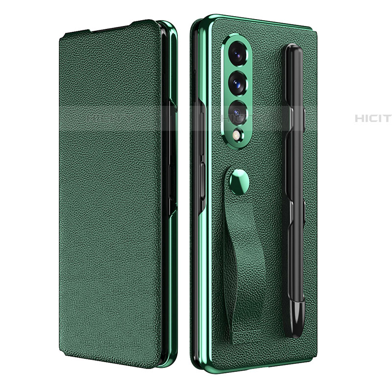 Coque Luxe Cuir et Plastique Housse Etui Mat C06 pour Samsung Galaxy Z Fold4 5G Vert Plus