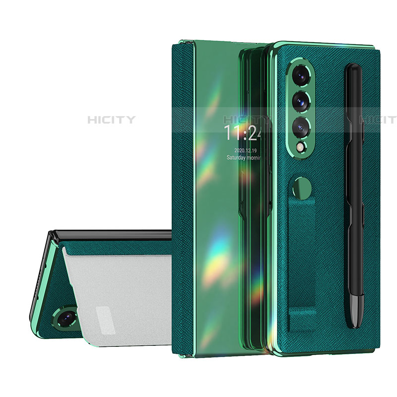 Coque Luxe Cuir et Plastique Housse Etui Mat C07 pour Samsung Galaxy Z Fold4 5G Vert Plus