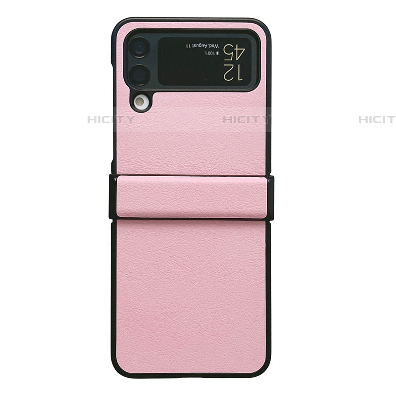 Coque Luxe Cuir et Plastique Housse Etui Mat C08 pour Samsung Galaxy Z Flip4 5G Or Rose Plus