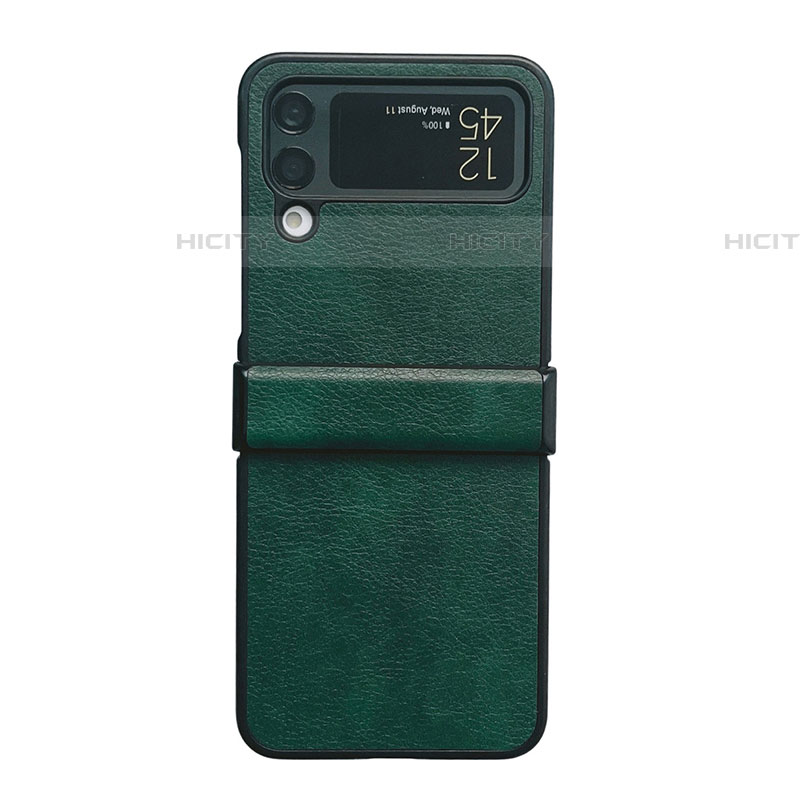 Coque Luxe Cuir et Plastique Housse Etui Mat C08 pour Samsung Galaxy Z Flip4 5G Vert Plus