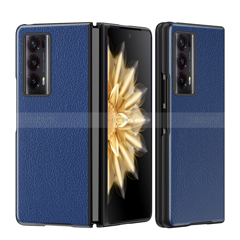 Coque Luxe Cuir et Plastique Housse Etui Mat GS1 pour Huawei Honor Magic V2 5G Bleu Plus