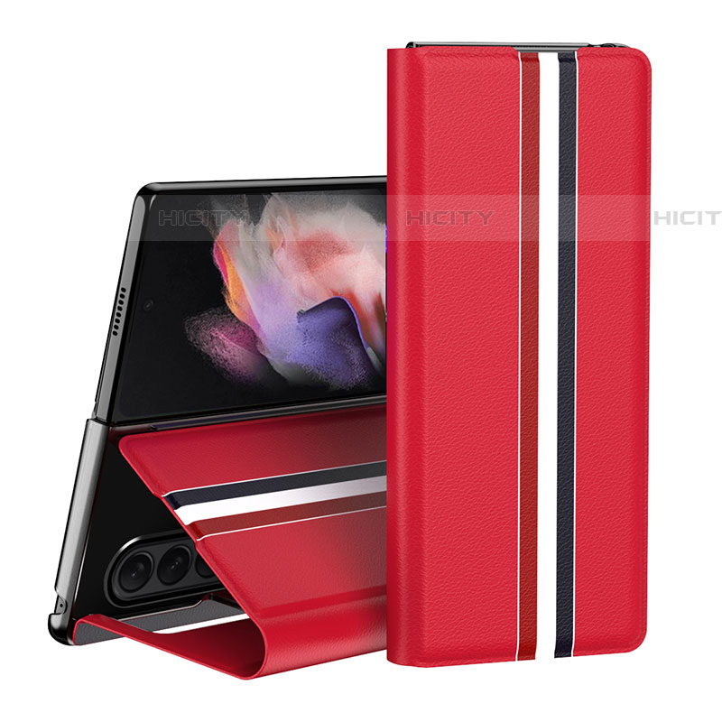 Coque Luxe Cuir et Plastique Housse Etui Mat H02 pour Samsung Galaxy Z Fold4 5G Rouge Plus