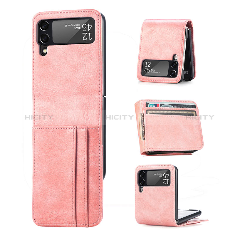 Coque Luxe Cuir et Plastique Housse Etui Mat H03 pour Samsung Galaxy Z Flip3 5G Or Rose Plus