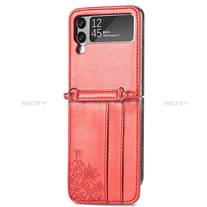 Coque Luxe Cuir et Plastique Housse Etui Mat H04 pour Samsung Galaxy Z Flip3 5G Rouge Plus