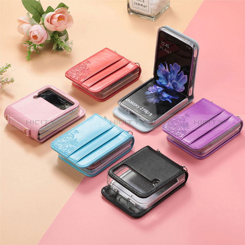 Coque Luxe Cuir et Plastique Housse Etui Mat H05 pour Samsung Galaxy Z Flip3 5G Plus