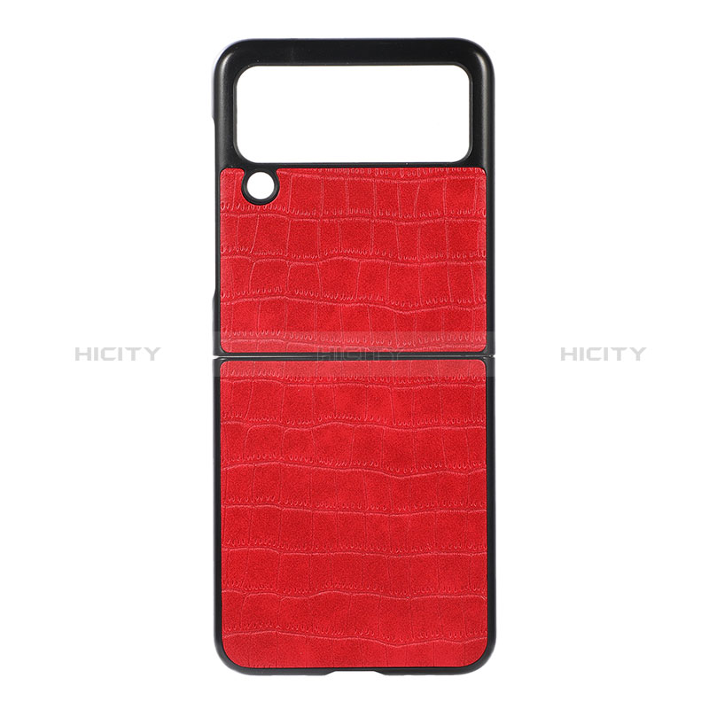 Coque Luxe Cuir et Plastique Housse Etui Mat H06 pour Samsung Galaxy Z Flip3 5G Rouge Plus
