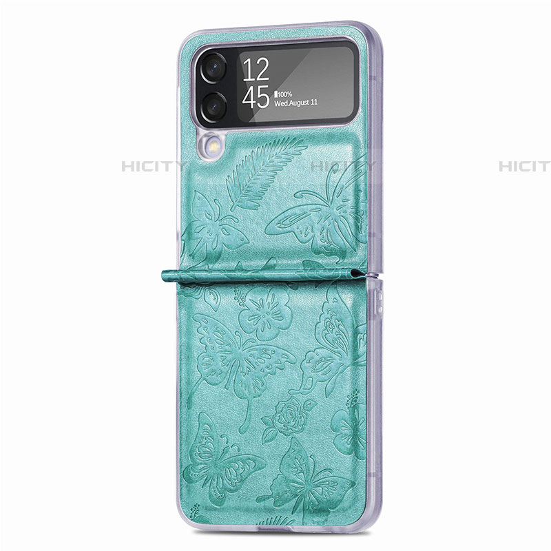 Coque Luxe Cuir et Plastique Housse Etui Mat H07 pour Samsung Galaxy Z Flip4 5G Vert Plus